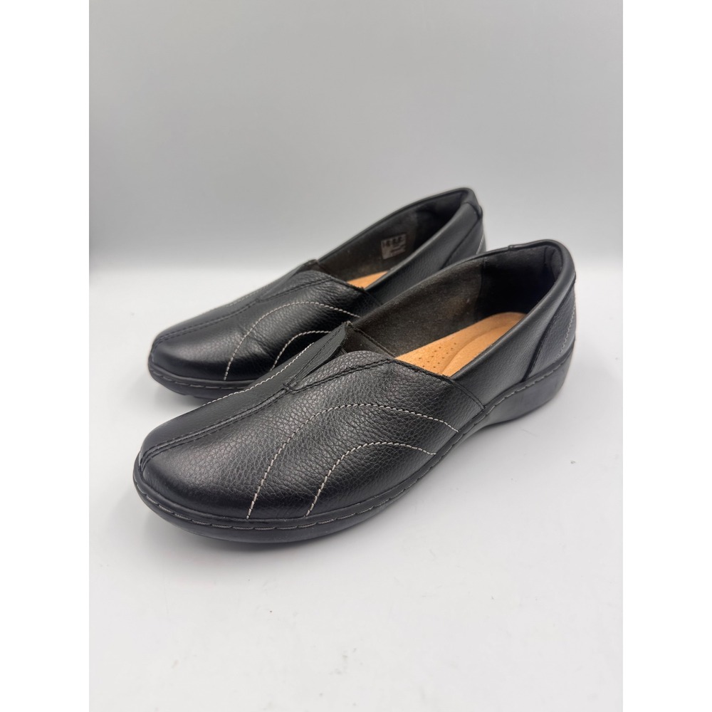 Clarks Collection Womens Black Leather Slip On Loafers 261675534070 Size 9.5 M